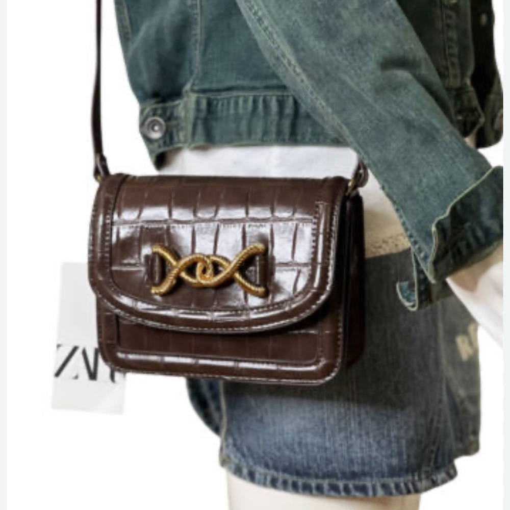Zara Elegant Brown Leather Crossbody Bag - Picture 11 of 12